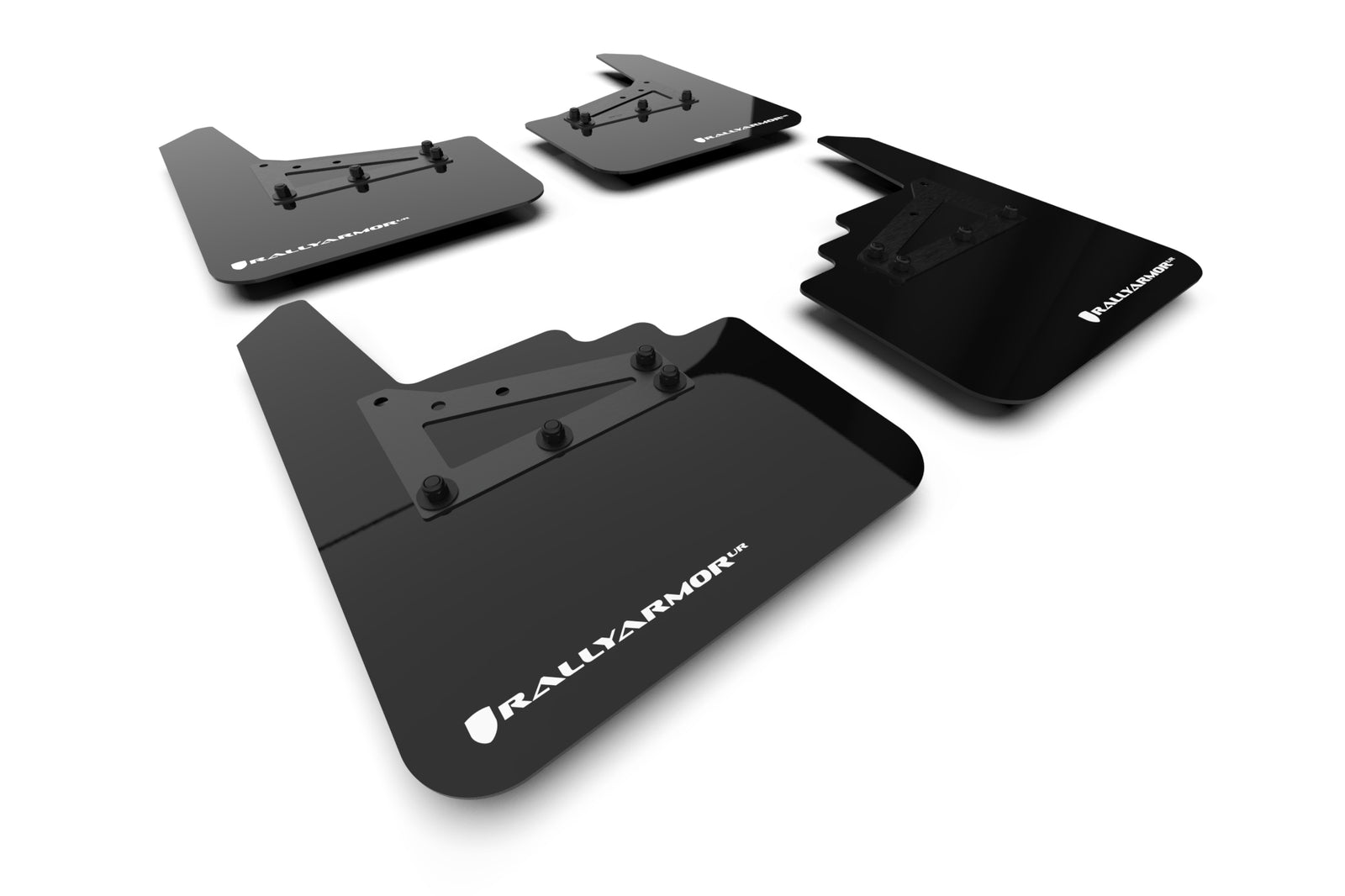 Rally Armor 21-24 Ford F-150 (Excl. Raptor) Black UR Mud Flap w/White Logo - MF115-UR-BLK-WH for 2021-2025 Ford F 150 - front