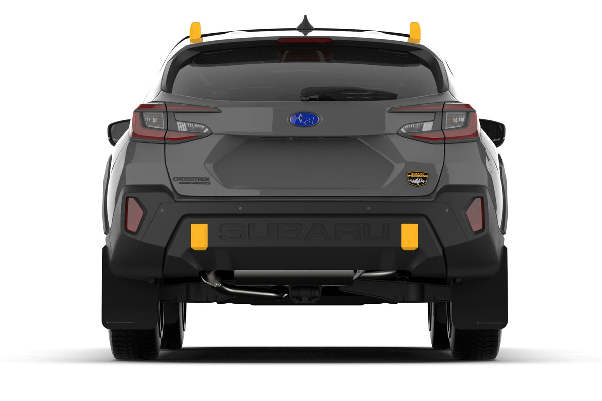 Rally Armor - 2024 Subaru Crosstrek (Wilderness Only) Black UR Mud Flap W/Grey Logo-No Drilling Req - MF116-UR-BLK-GRY