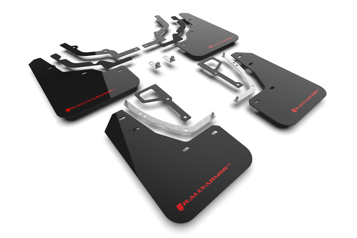 Rally Armor 2025 Hyundai Ioniq 5 N Black Mud Flap w/ Red Logo - MF117-UR-BLK-RD for 2025-2026 Hyundai Ioniq 5 N - front view