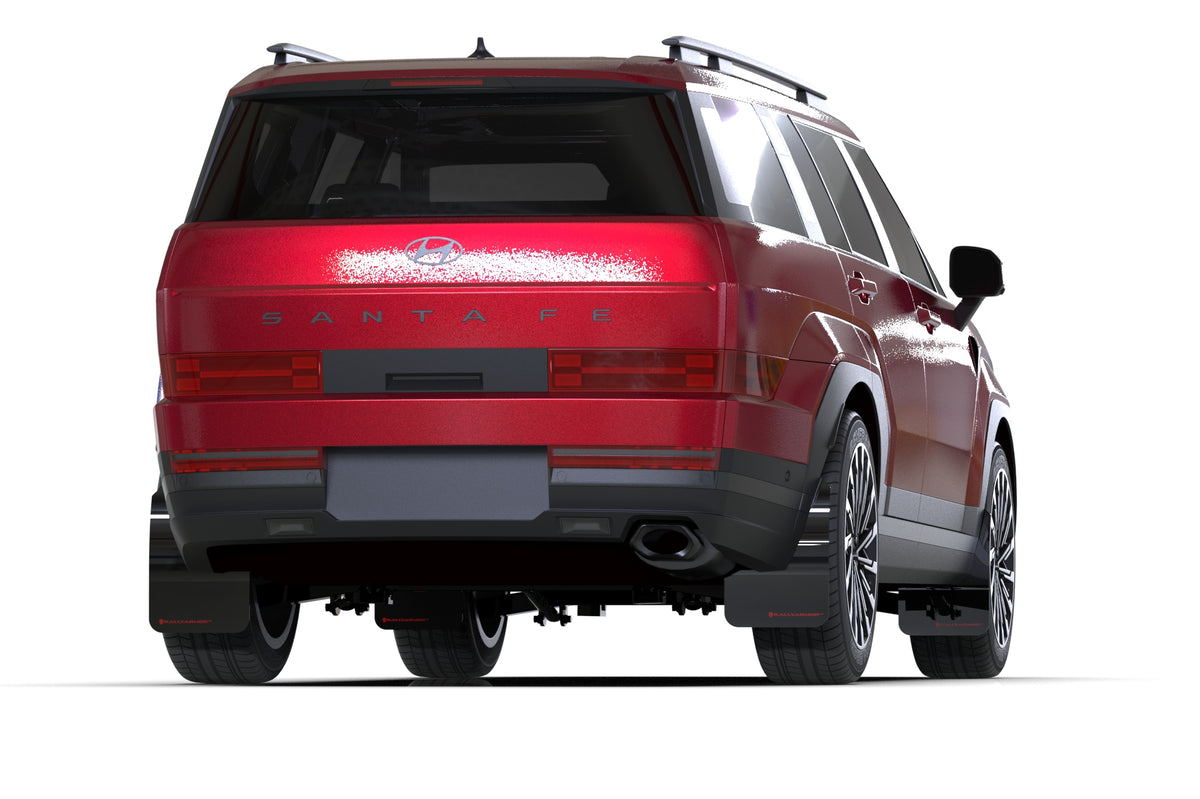 Rally Armor 2024+ Hyundai Santa Fe Black Mud Flap w/ Dark Grey Logo - MF118-UR-BLK-DGRY