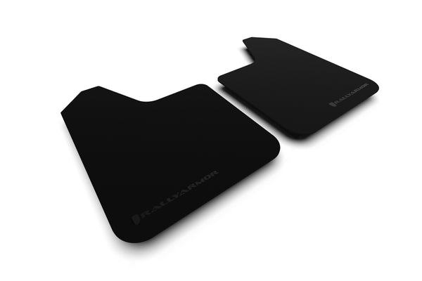 Rally Armor Universal Basic Mud Flap w/ Black Logo - Pair - MF12-BAS-BLK-LRT by Rally Armor - front view