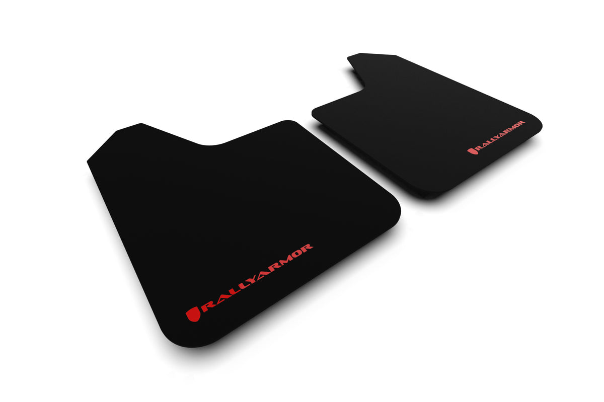 Rally Armor Universal Basic Mud Flap w/ Black Logo - Pair - MF12-BAS-BLK-LRT