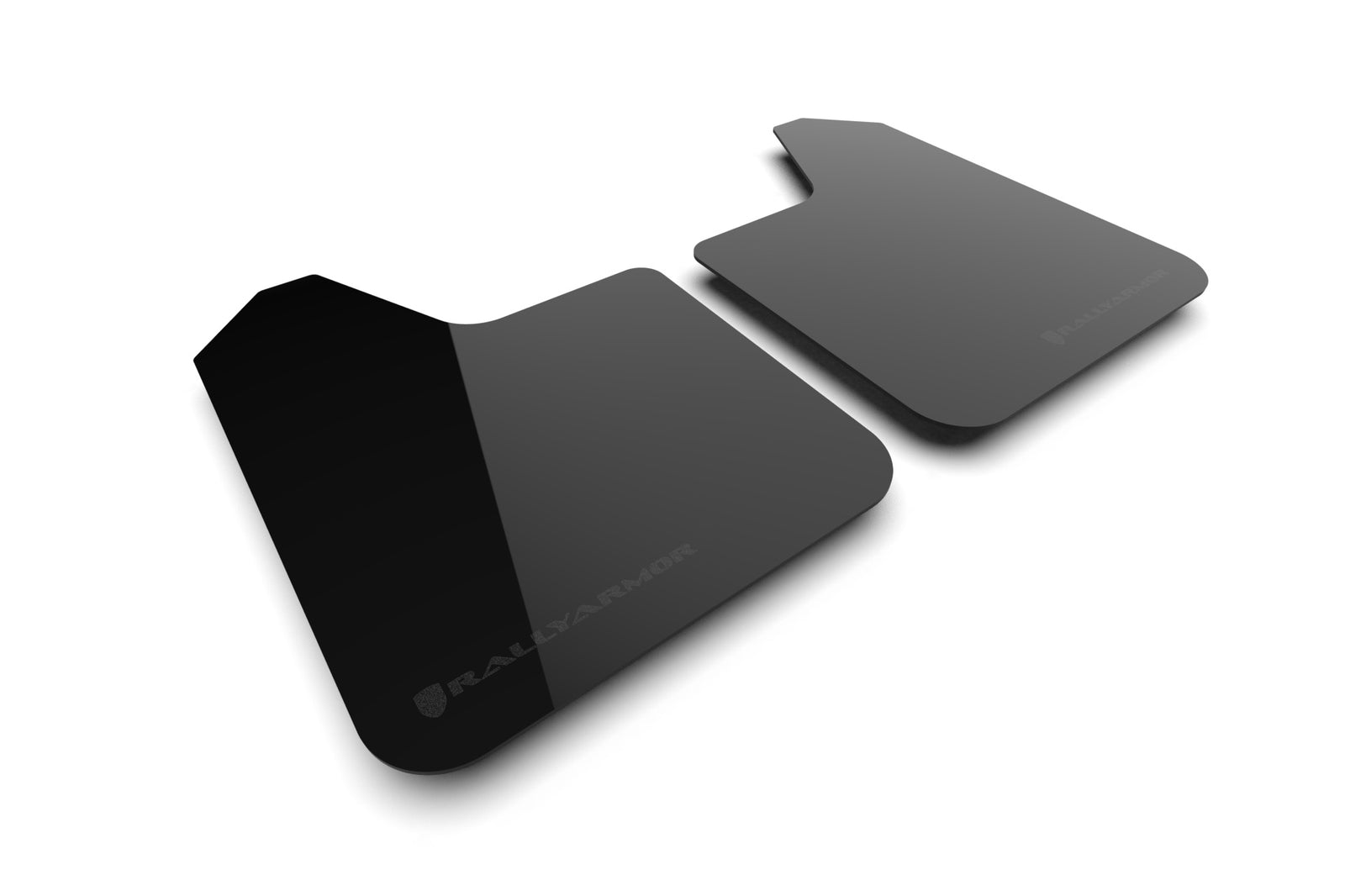 Rally Armor Universal UR Black Mud Flap w/ Metallic Black Logo - Pair - MF12-UR-BLK-MBK-LRT by Rally Armor - front view