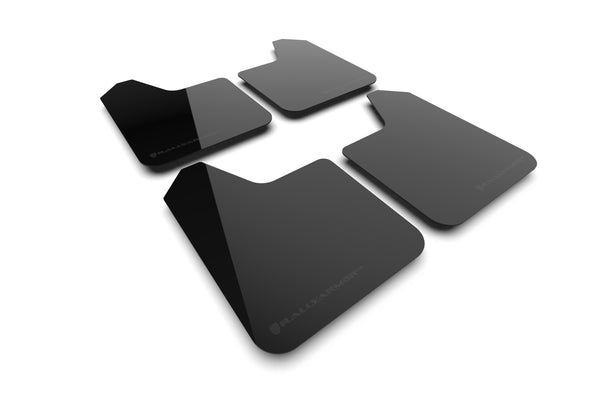 Rally Armor Universal UR Black Mud Flap w/ Metallic Black Logo - MF12-UR-BLK-MBK by Rally Armor - front view