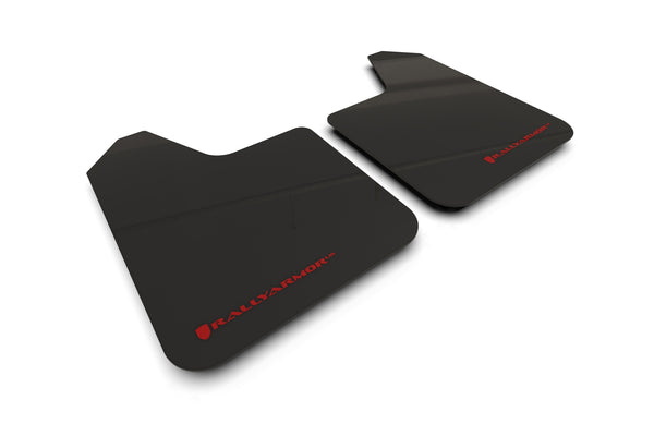 Rally Armor Universal UR Black Mud Flap Red Logo - Pair - MF12-UR-BLK-RD-LRT by Rally Armor - front view