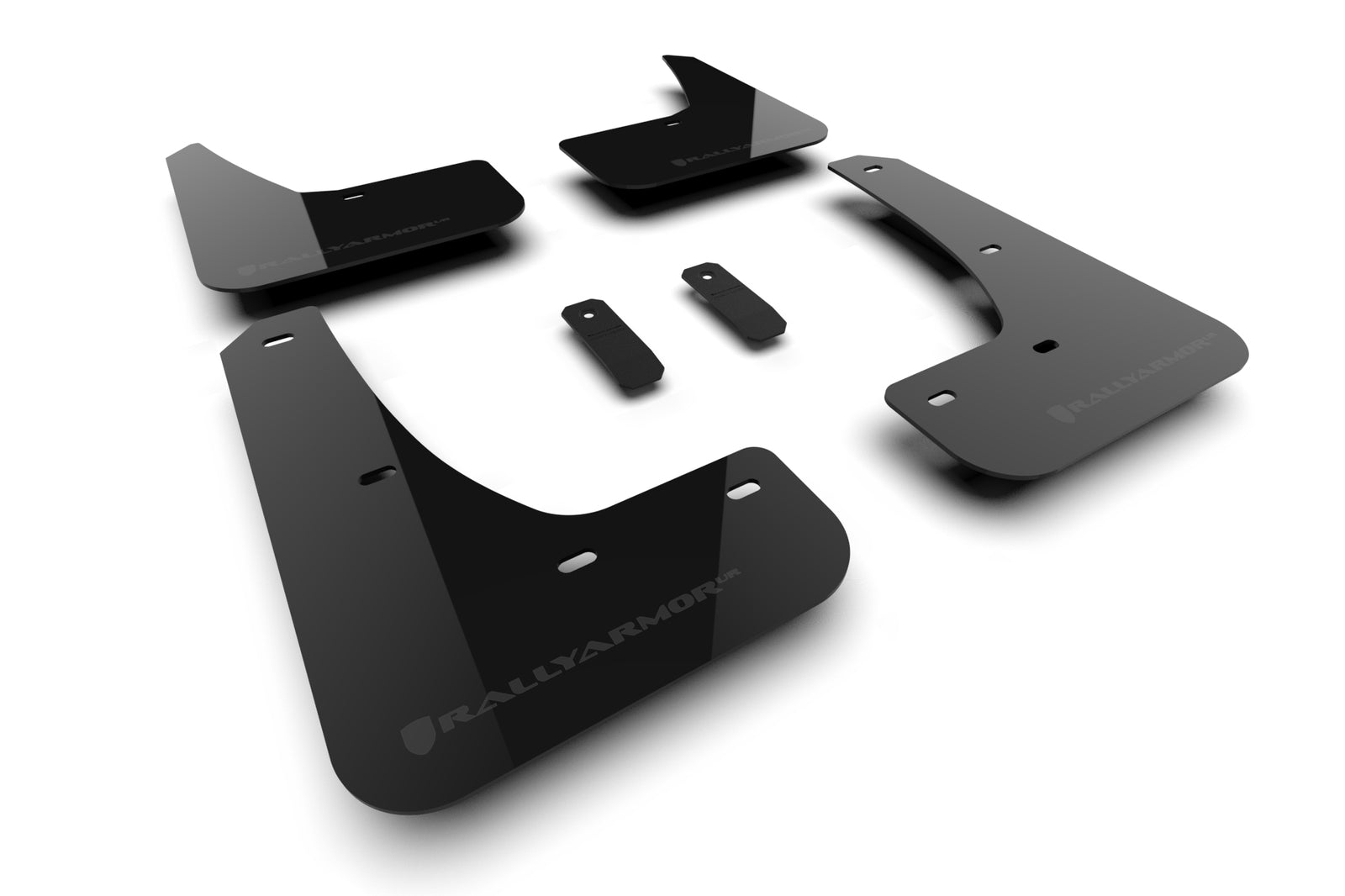 Rally Armor 2024 Tesla Model 3 Highland Black UR Mud Flap Dark Grey Logo - MF122-UR-BLK-DGRY for 2024 Tesla 3 - front view