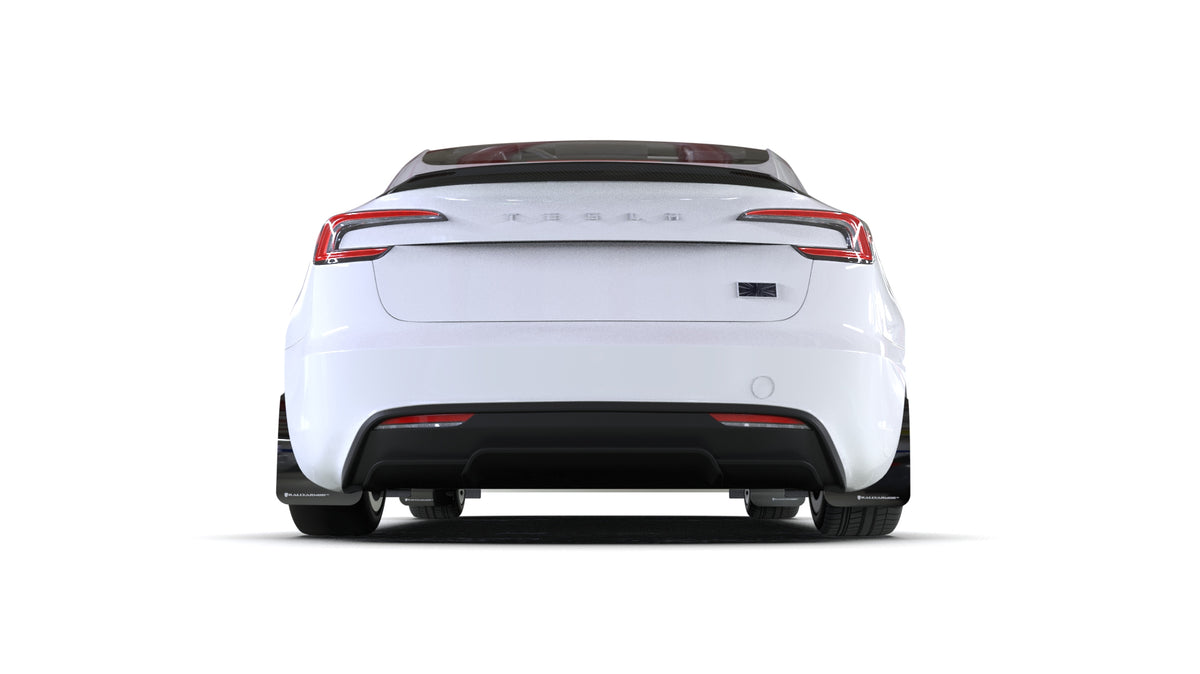 Rally Armor 2024 Tesla Model 3 Highland Black UR Mud Flap Dark Grey Logo - MF122-UR-BLK-DGRY