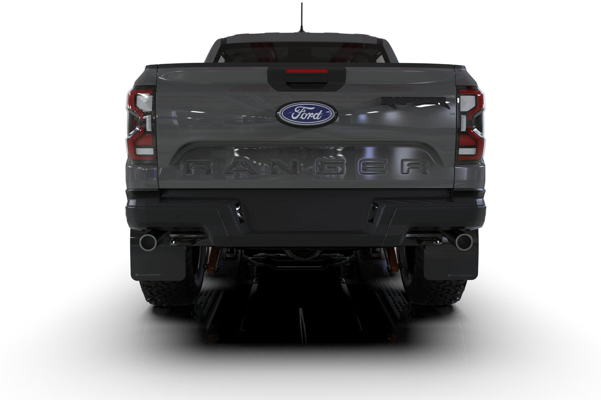 Rally Armor 23-25 Ford Ranger Raptor Black UR Mud Flap Grey Logo - MF123-UR-BLK-MBK