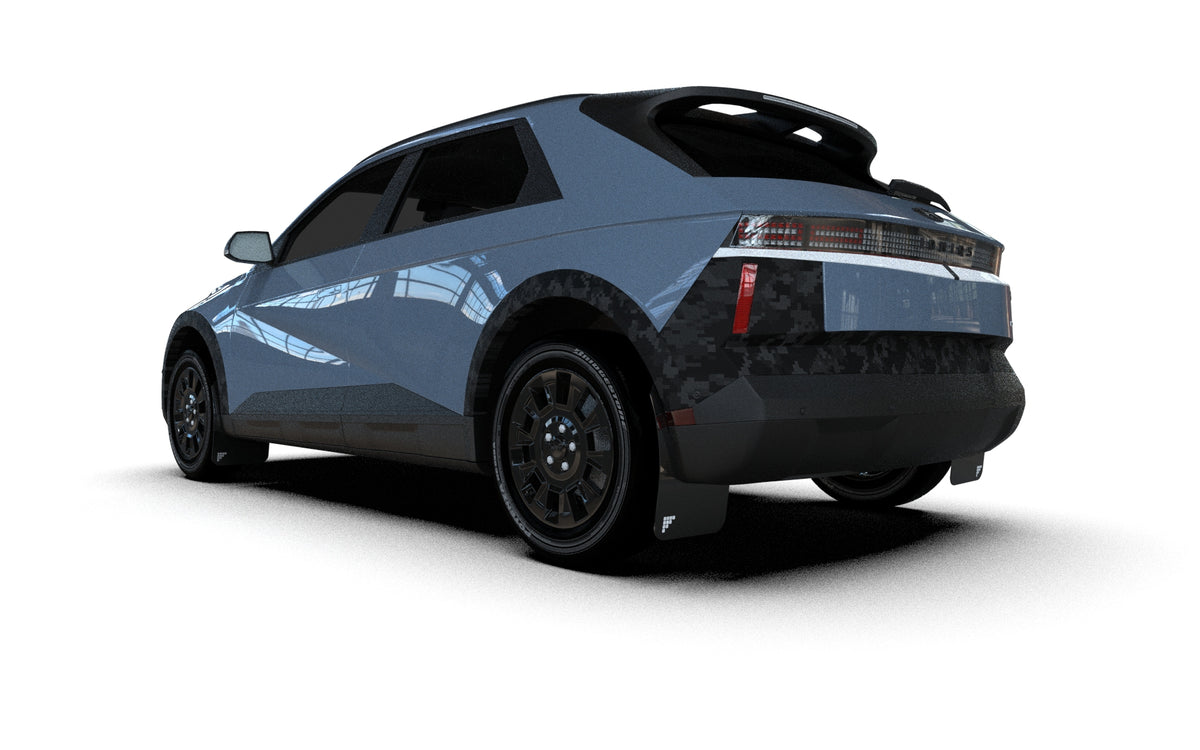 Rally Armor 2025 Hyundai Ioniq 5 XRT Black Mud Flap Silver Battery Logo - MF127-BAT-BLK-SIL