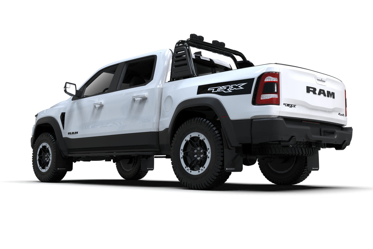 Rally Armor 2021+ Dodge Ram 1500 TRX Black UR Mud Flap - Red Logo - MF128-UR-BLK-RD