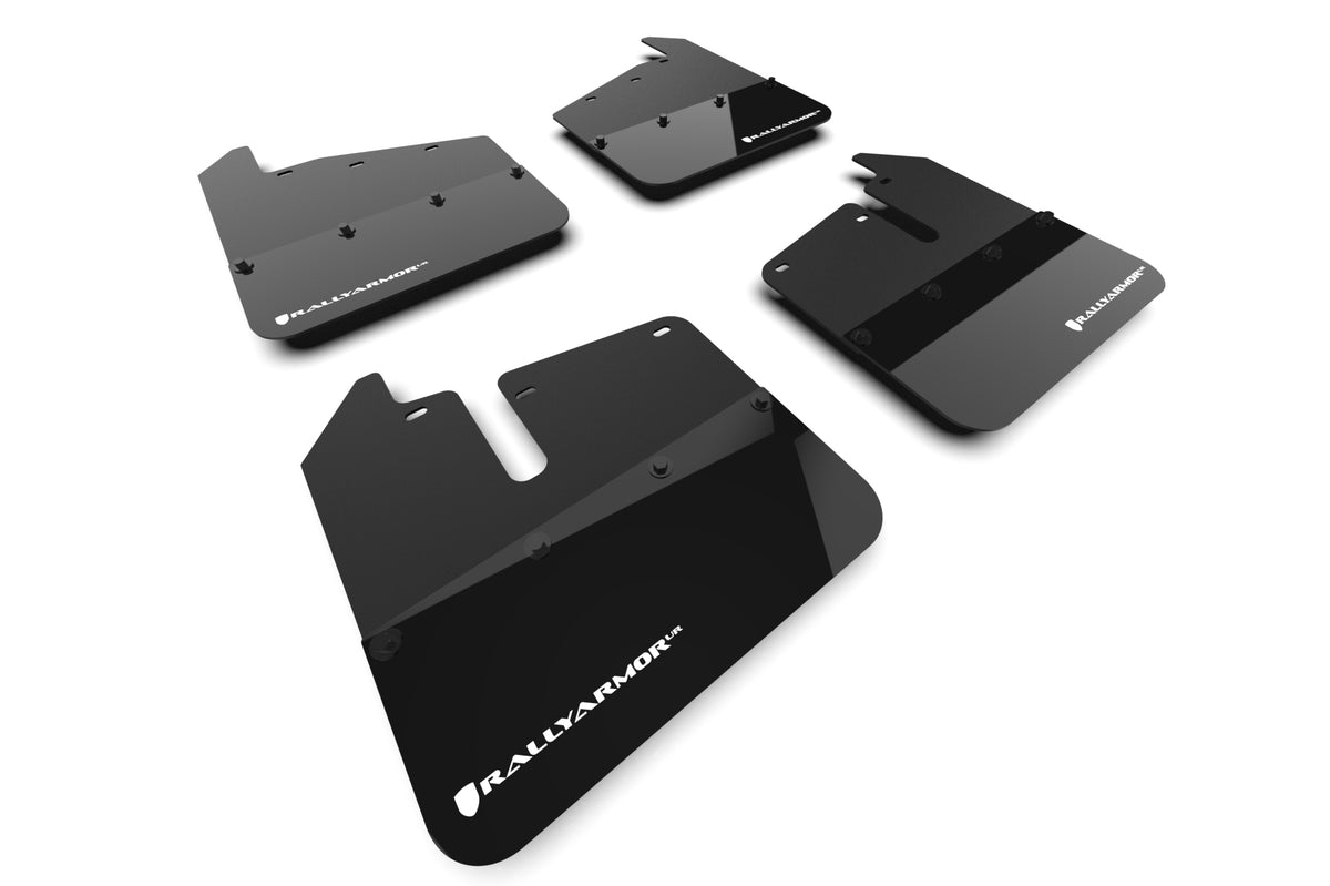 Rally Armor 20-24 GMC Sierra 2500/3500 HD Denali Black Mud Flap w/White Logo - MF131-BLK-WH for 2020-2026 GMC Sierra 2500 - f