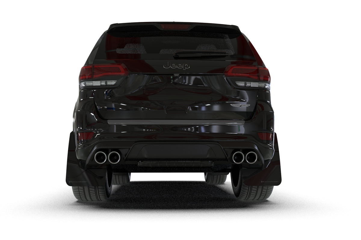 Rally Armor 18-22 Jeep Grand Cherokee SRT Trackhawk Black UR Mud Flap - Metallic Black Logo - MF134-UR-BLK-MBK