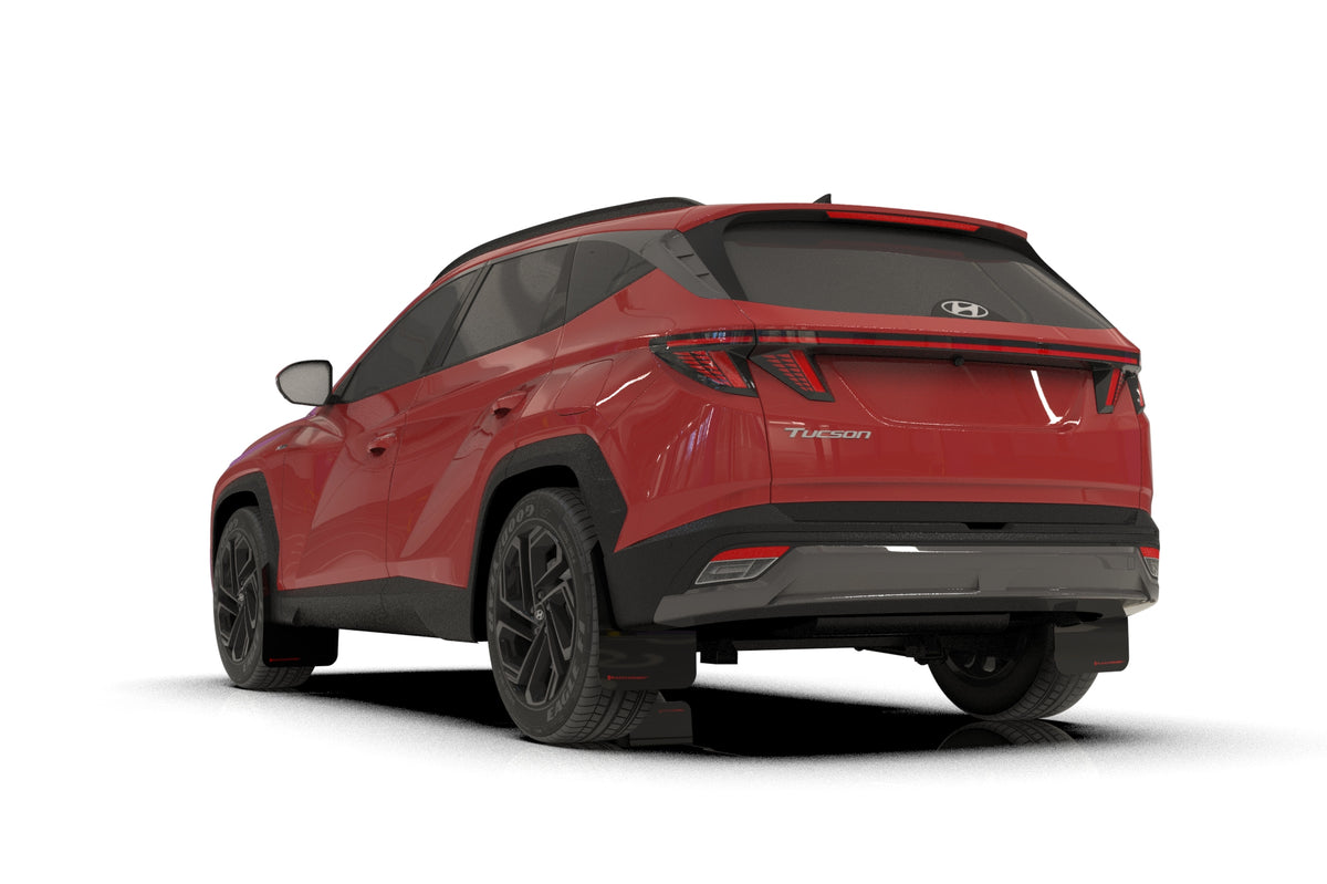 Rally Armor 2025+ Hyundai Tucson (Excl. ICE & XRT) Black UR Mud Flap w/ White Logo - MF135-UR-BLK-WH