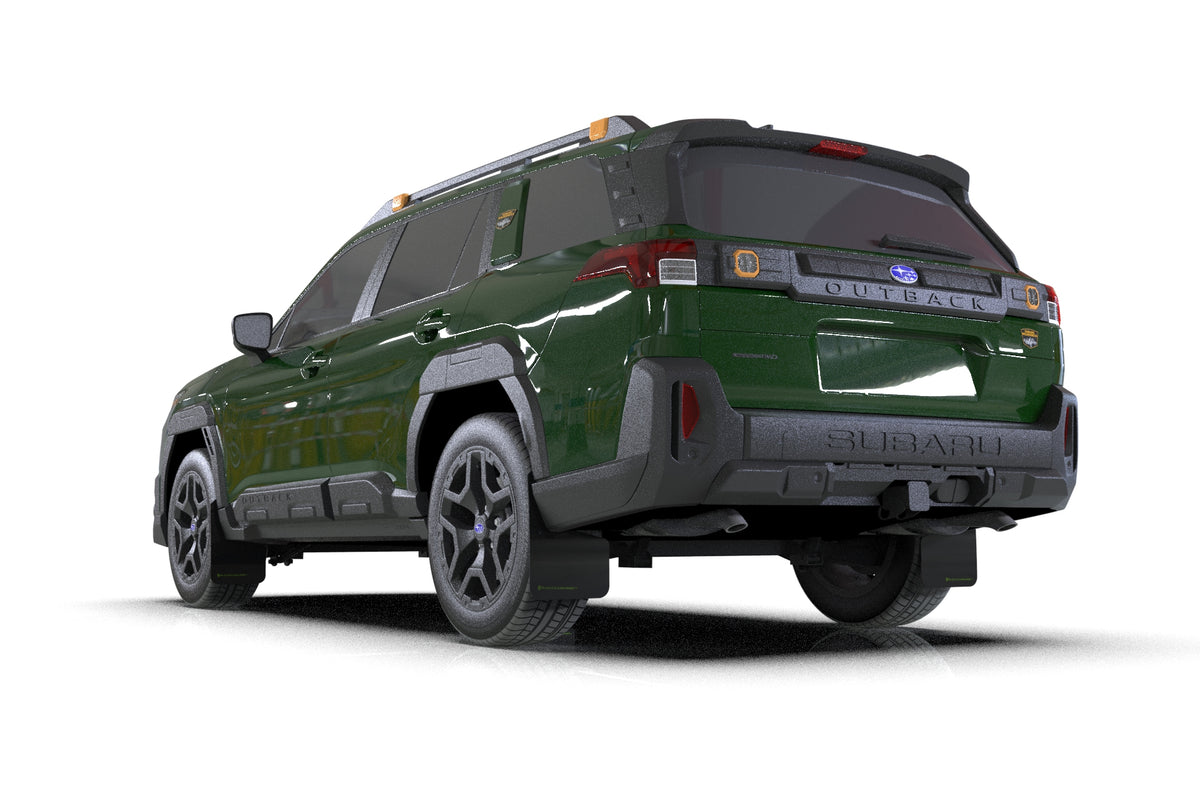 Rally Armor 2026 Subaru Outback Black UR Mud Flap w/Green Logo - MF136-UR-BLK-AGN