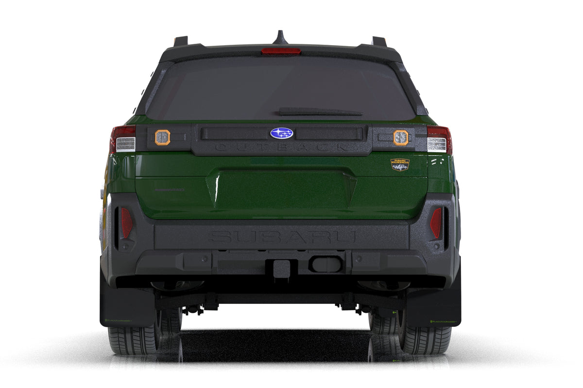 Rally Armor 2026 Subaru Outback Black UR Mud Flap w/Green Logo - MF136-UR-BLK-AGN