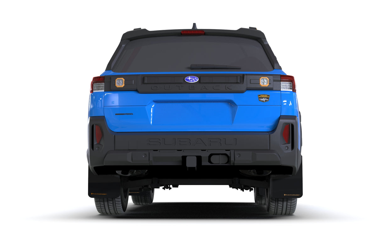 Rally Armor 2026 Subaru Outback Black UR Mud Flap w/Orange Logo - MF136-UR-BLK-WOR