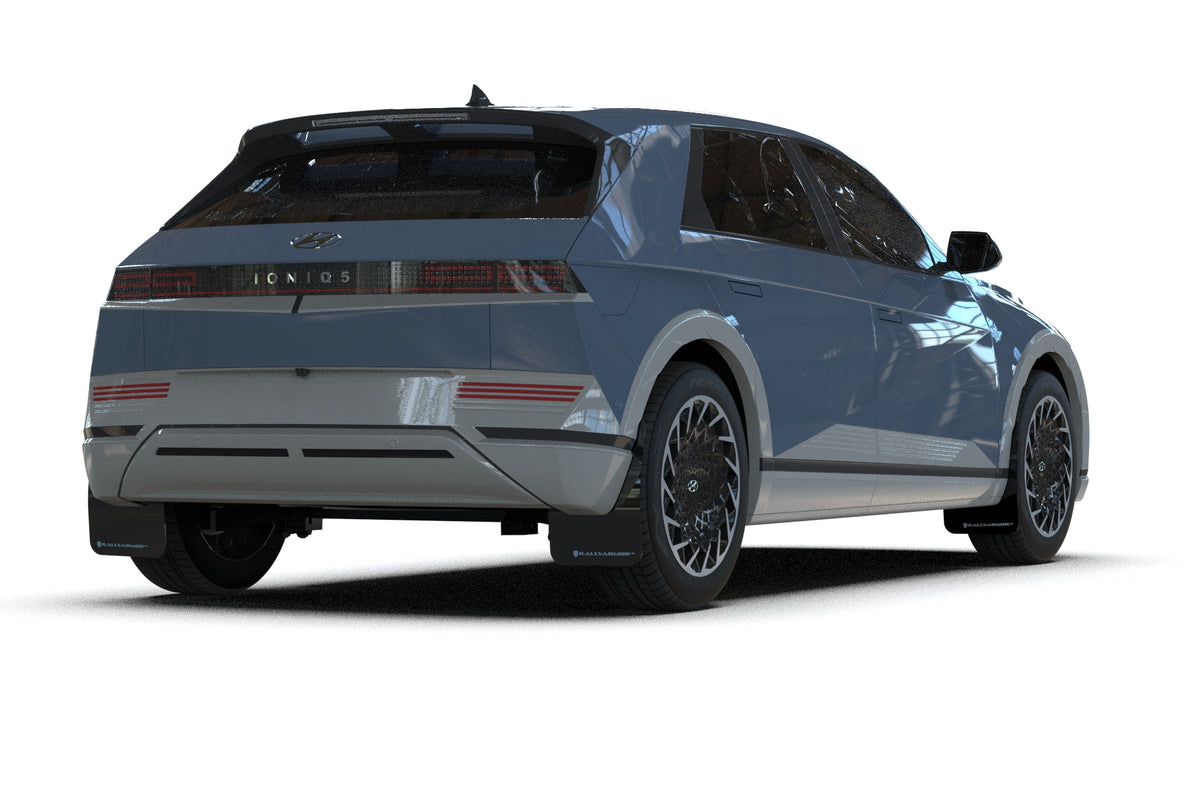Rally Armor 2025 Hyundai Ioniq 5 PE Black UR Mud Flap w/Silver Logo - MF137-UR-BLK-SIL