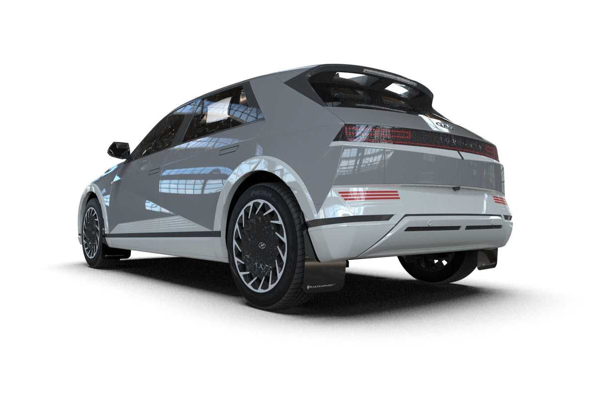 Rally Armor 2025 Hyundai Ioniq 5 PE Black UR Mud Flap - Metallic Black Logo - MF137-UR-BLK-MBK