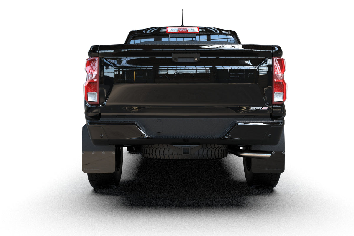 Rally Armor 23-25 Chevy Colorado ZR2 Black Mud Flap - Metallic Black Logo - MF141-BLK-MBK