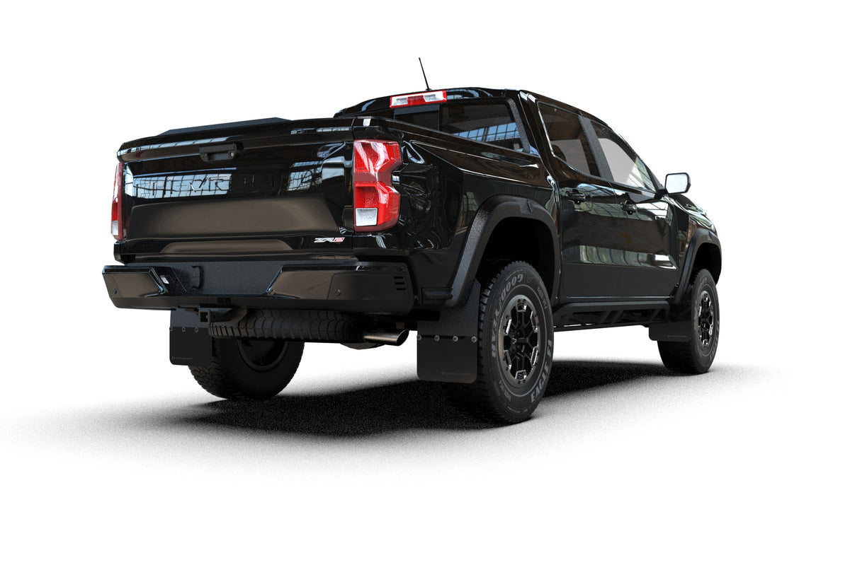 Rally Armor 23-25 Chevy Colorado ZR2 Black Mud Flap - Metallic Black Logo - MF141-BLK-MBK