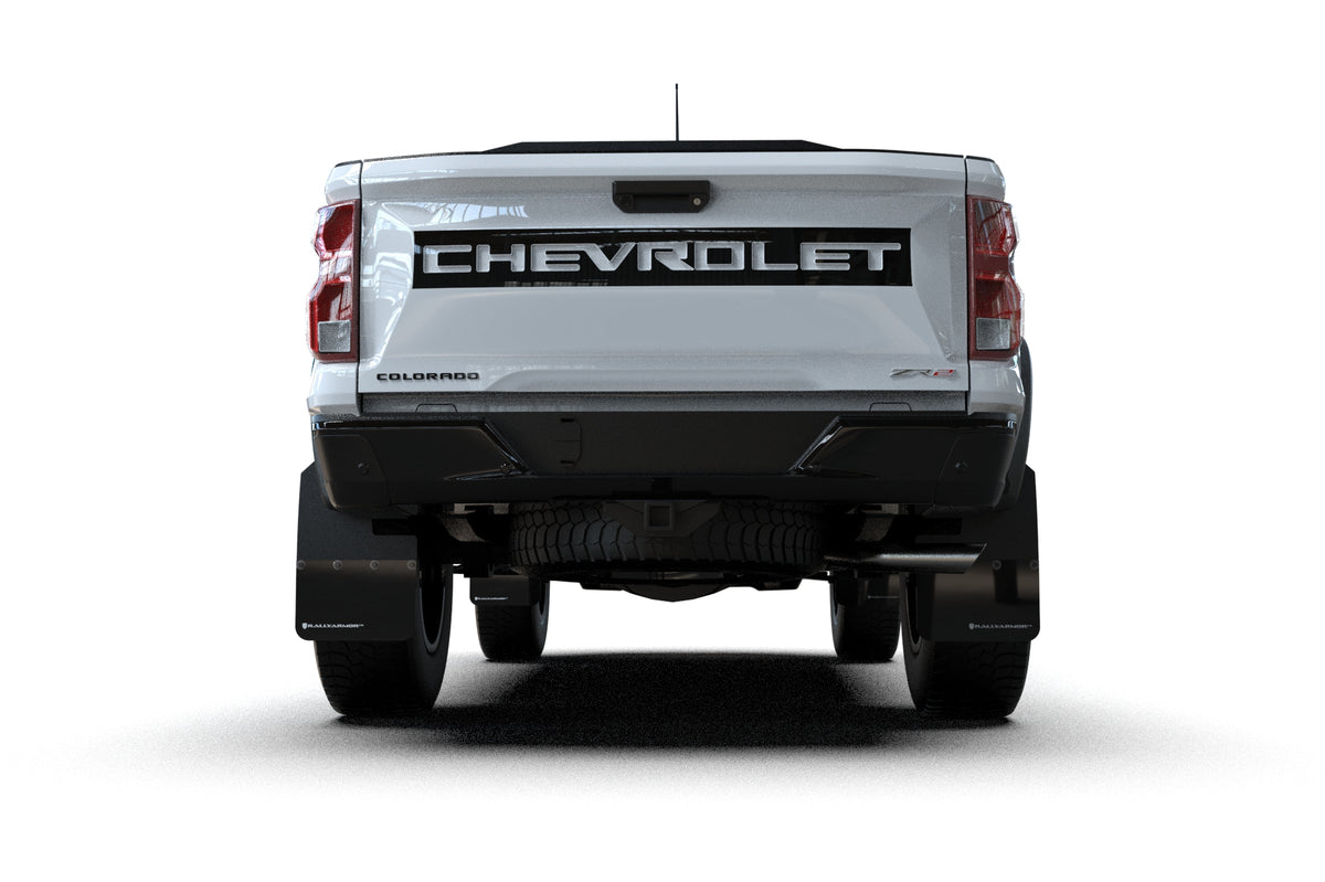 Rally Armor 23-25 Chevy Colorado ZR2 Black Mud Flap - White Logo - MF141-BLK-WH