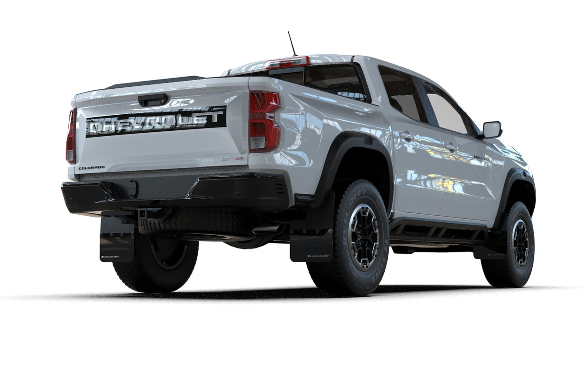 Rally Armor 23-25 Chevy Colorado ZR2 Black Mud Flap - White Logo - MF141-BLK-WH