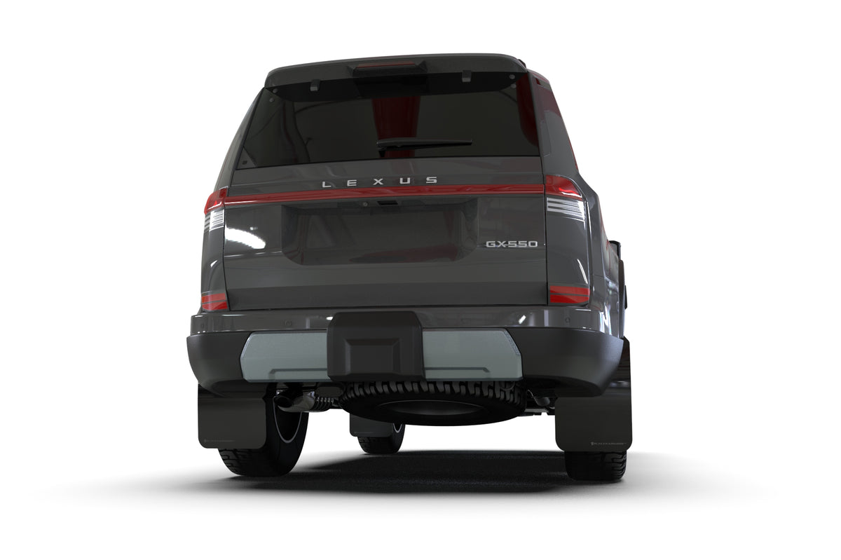 Rally Armor 2024+ Lexus GX-550 Overtrail Black UR Mud Flap Dark Green Logo - MF142-UR-BLK-AGN