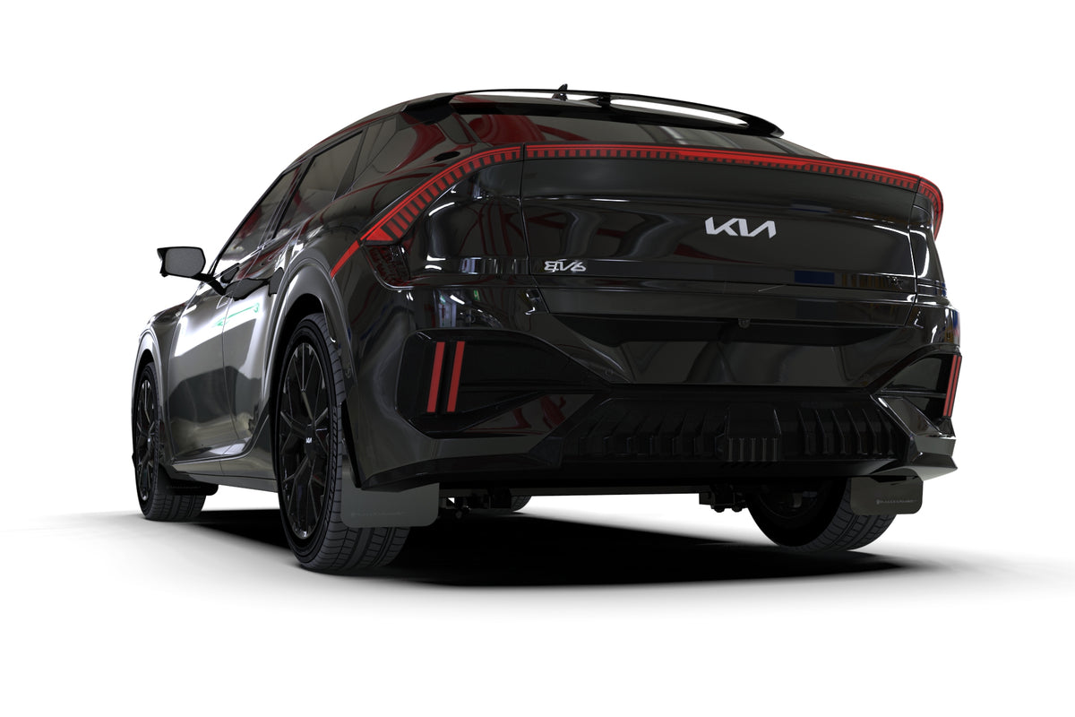 Rally Armor 25-26 Kia EV6 Base Light/GT/GT-Line Black Mud Flap - Metallic Black Logo - MF151-UR-BLK-MBK