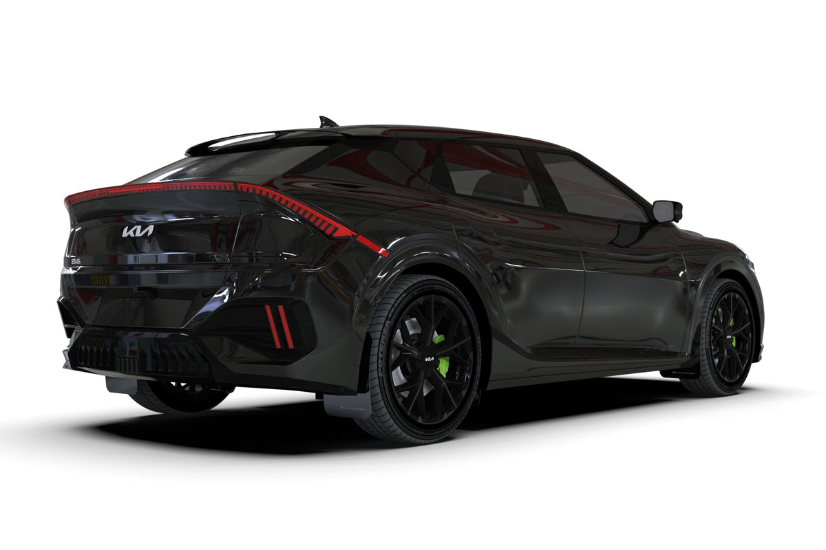 Rally Armor 25-26 Kia EV6 Base Light/GT/GT-Line Black Mud Flap - Metallic Black Logo - MF151-UR-BLK-MBK