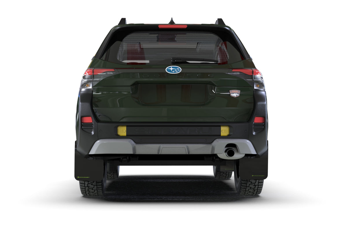 Rally Armor 2026 Subaru  Forester Wilderness Black UR Mud Flap w/Green Logo - MF152-UR-BLK-AGN