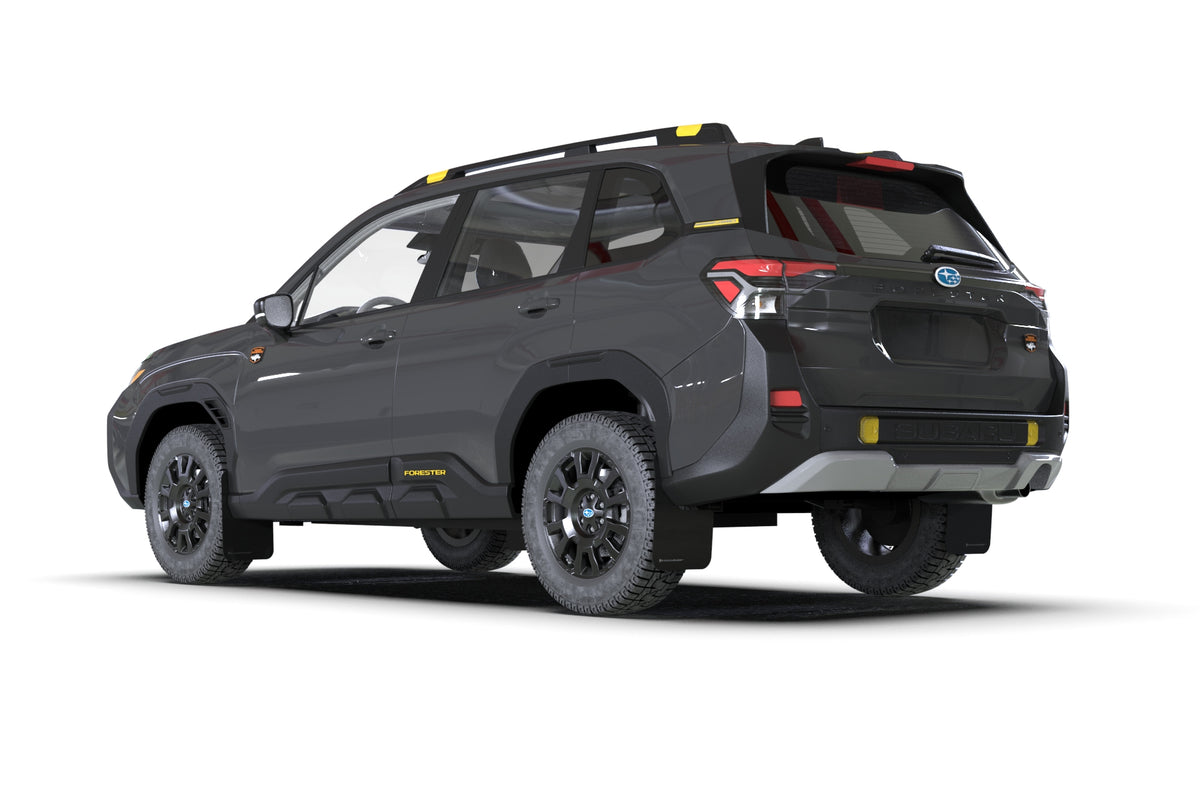 Rally Armor 2026 Subaru  Forester Wilderness Black UR Mud Flap w/Dark Grey Logo - MF152-UR-BLK-DGRY