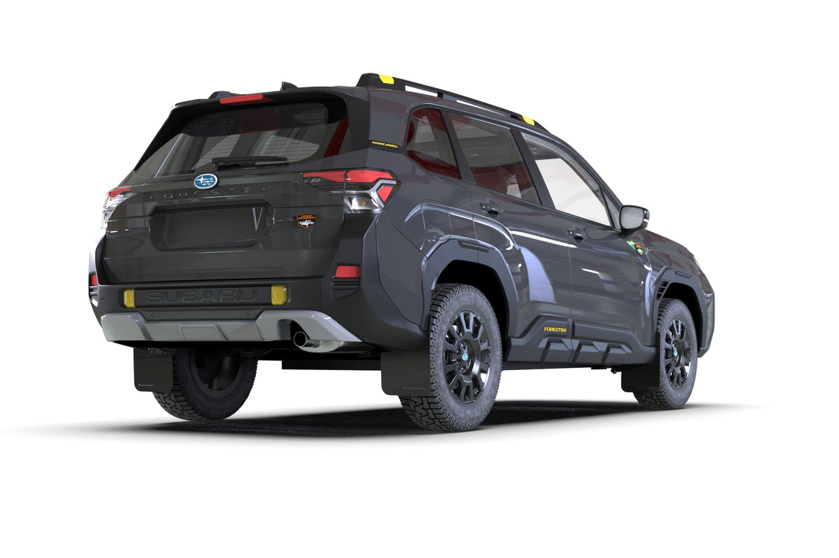 Rally Armor 2026 Subaru  Forester Wilderness Black UR Mud Flap w/Dark Grey Logo - MF152-UR-BLK-DGRY