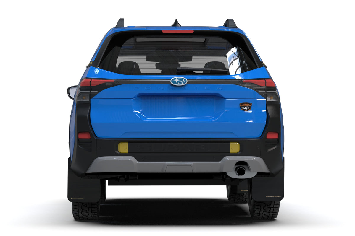 Rally Armor 2026 Subaru  Forester Wilderness Black UR Mud Flap w/ Wild Orange Logo - MF152-UR-BLK-WOR