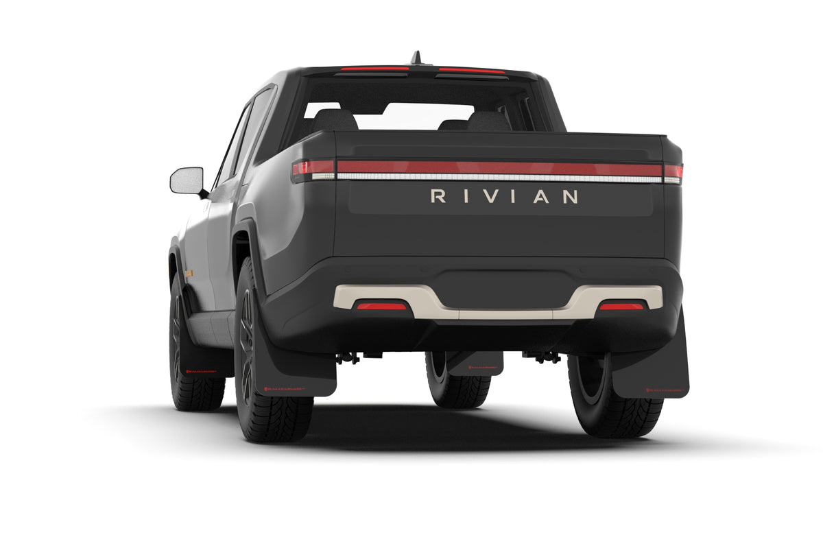 Rally Armor 22-24 Rivian R1T Black UR Mud Flap w/Nitrous Blue Logo - MF18-UR-BLK/NB