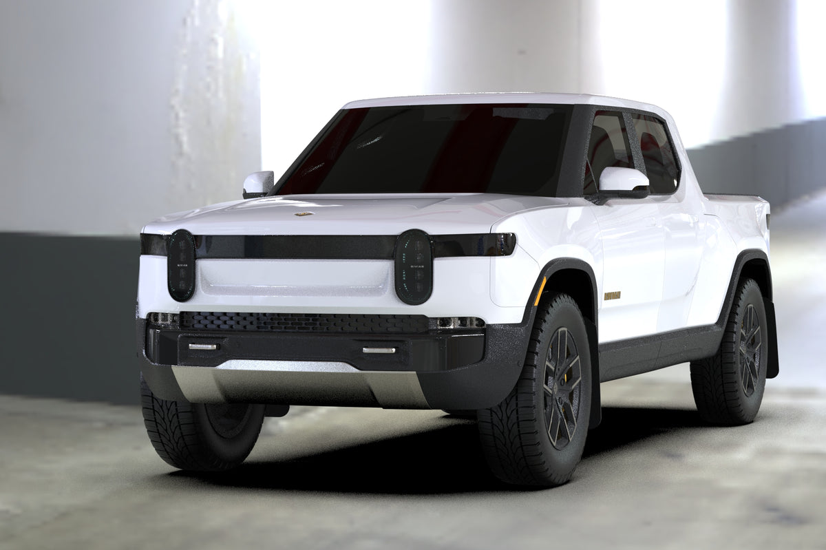 Rally Armor 22-24 Rivian R1T Black UR Mud Flap w/Nitrous Blue Logo - MF18-UR-BLK/NB
