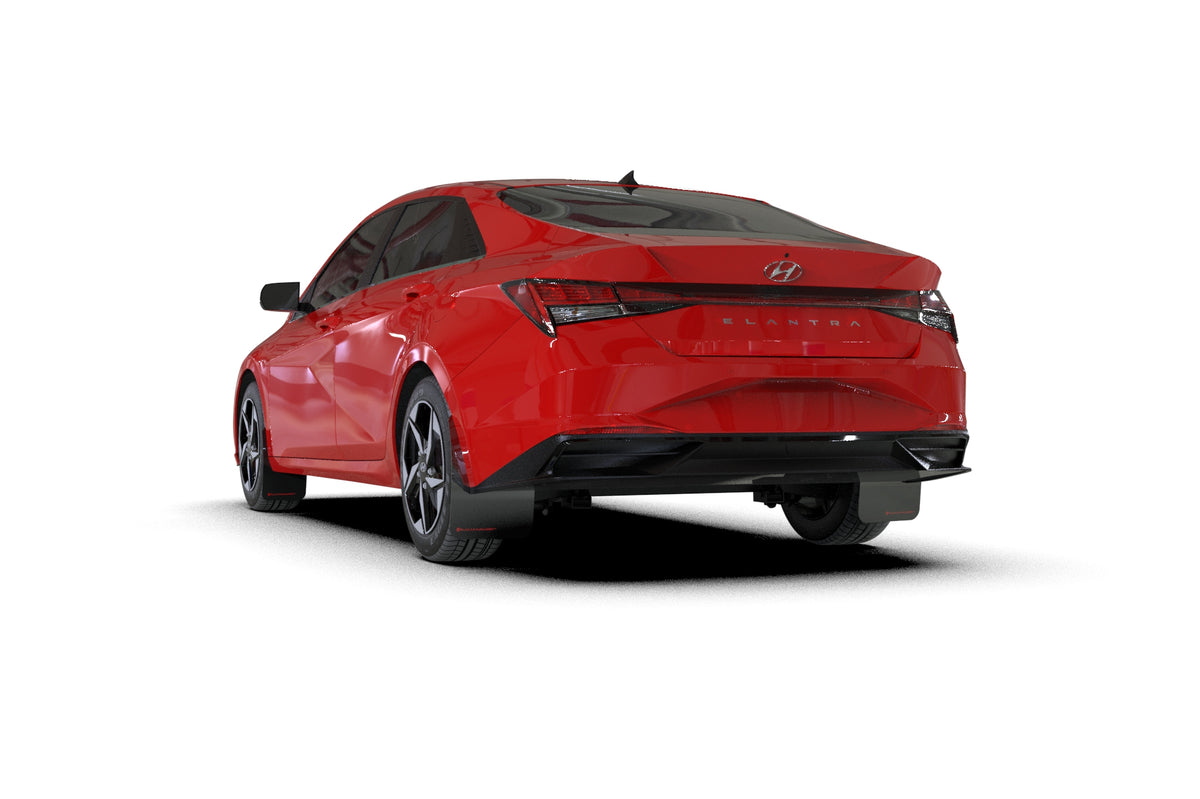 Rally Armor 21-23 Hyundai Elantra Black UR Mud Flap w/White Logo - MF69-UR-BLK-WH