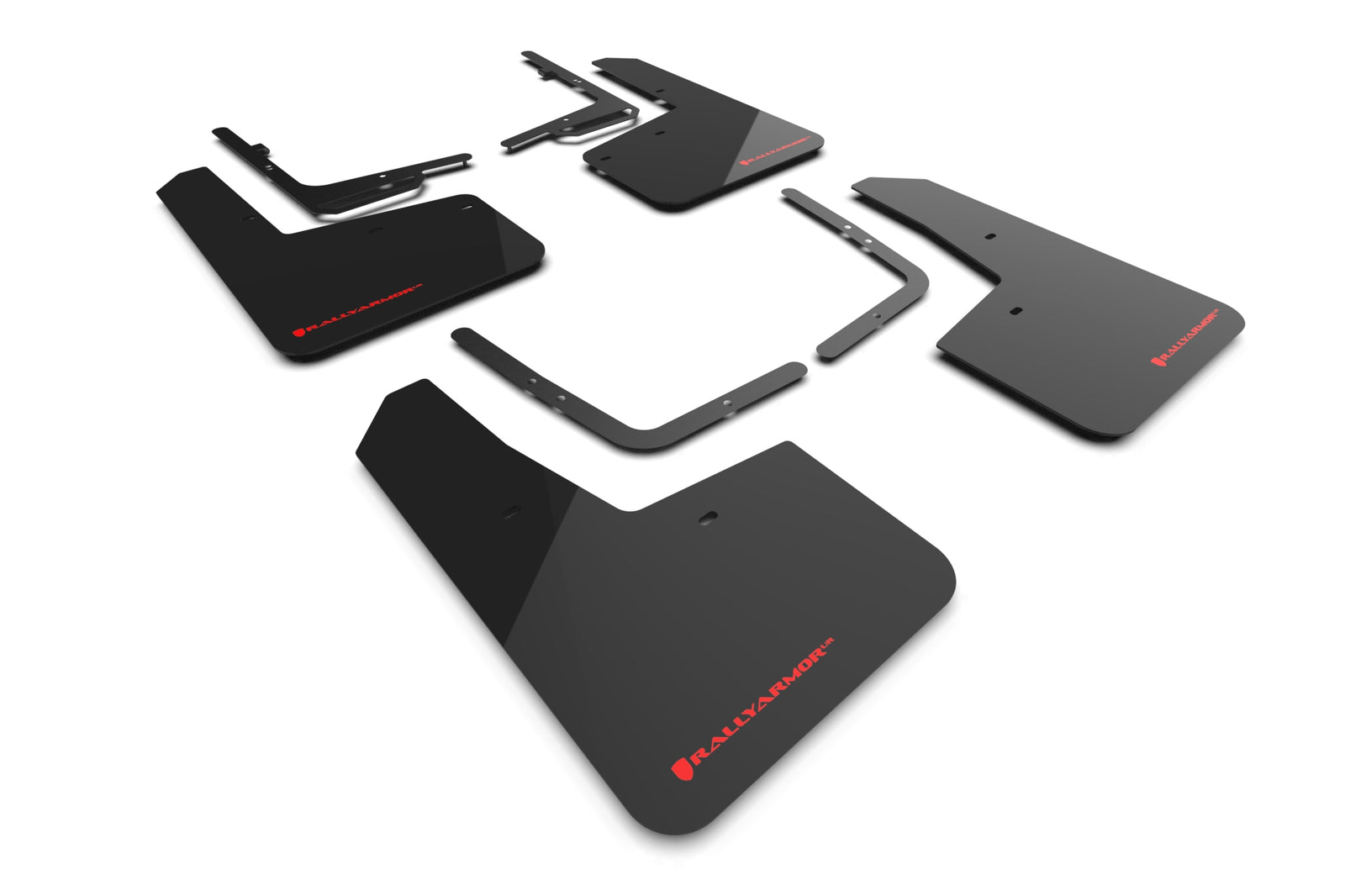 Rally Armor 21-23 Ford F-150 Raptor Black UR Mud Flap w/ Red Logo - MF73-UR-BLK-RD for 2021-2025 Ford F 150 - front view