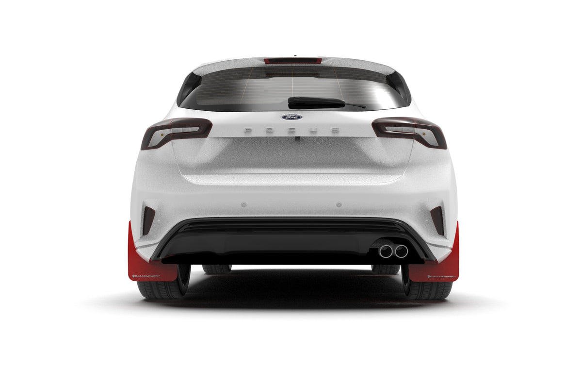 Rally Armor 19-24 Ford Focus ST MK4 Red UR Mud Flap w/White Logo - MF77-UR-RD/WH
