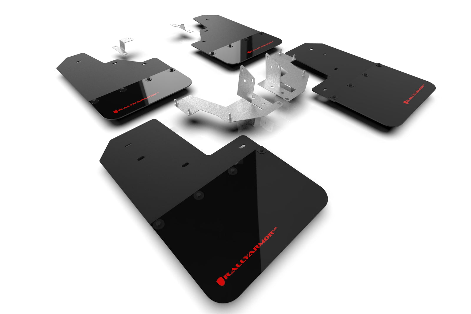 Rally Armor 21-24 Ford Bronco (Plstc Bmpr - NO Rptr/Sprt - NO RR/RB) Blk Mud Flap w/Red Logo - MF85-NO-PL-RD for 2021-2026 Fo