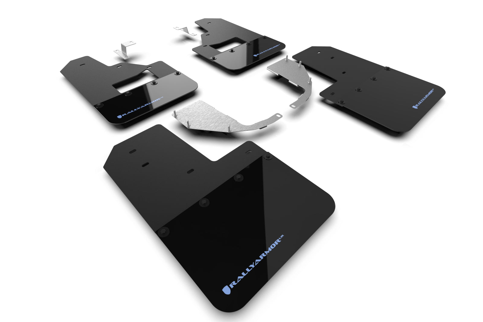 Rally Armor 21-24 Ford Bronco (Steel Bmpr + RB - NO Rptr/Sprt) Blk Mud Flap w/Area Blue Logo - MF85-RB-ST-ABL for 2021-2026 F