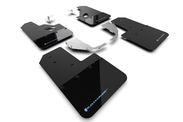 Rally Armor 21-24 Ford Bronco (Steel Bmpr + RR - NO Rptr/Sprt) Blk Mud Flap w/Area Blue Logo - MF85-RR-ST-ABL for 2021-2026 F