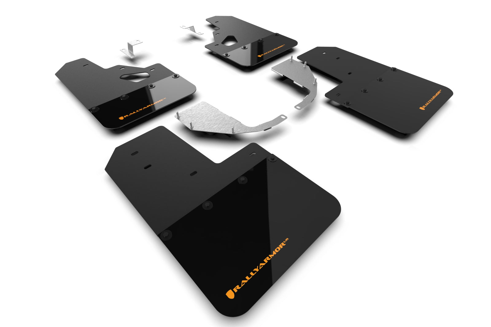 Rally Armor 21+ Ford Bronco (Steel Bmpr + RR- NO Rptr/Sprt) Blk Mud Flap w/Cy Orange Logo - MF85-RR-ST-COR for 2021-2026 Ford