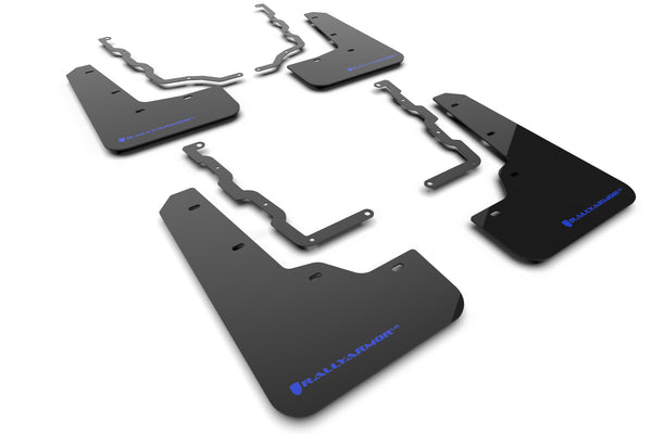Rally Armor 20-24 Ford Puma ST Black Mud Flap w/Blue Logo - MF86-UR-BLK-BL by Rally Armor - front view