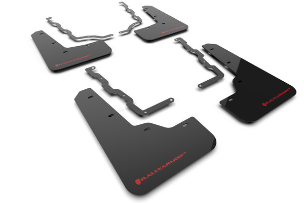 Rally Armor 20-24 Ford Puma ST Black Mud Flap w/Red Logo - MF86-UR-BLK-RD by Rally Armor - front view