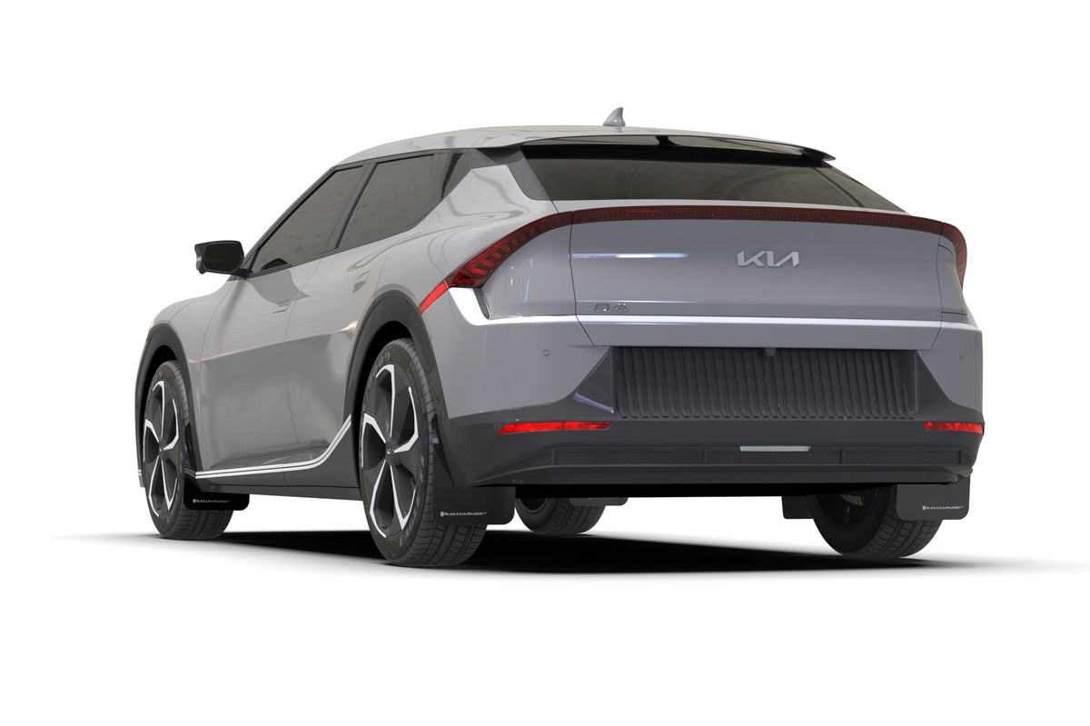 Rally Armor 22-23 Kia EV6 Black UR Mud Flap Dark Grey Logo - MF91-UR-BLK-DGRY