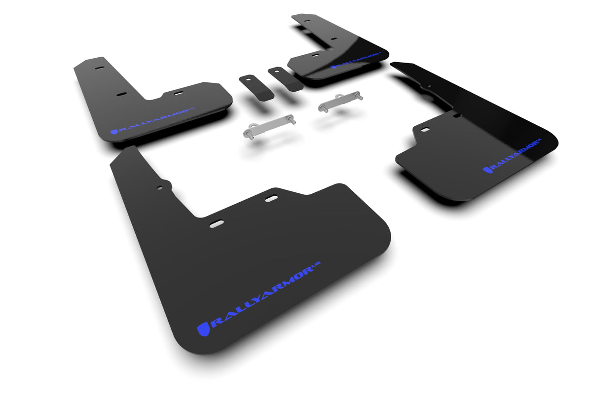 Rally Armor 2022 Subaru WRX Black UR Mud Flap w/ Blue Logo - MF92-UR-BLK/BL for 2022-2025 Subaru WRX - front view