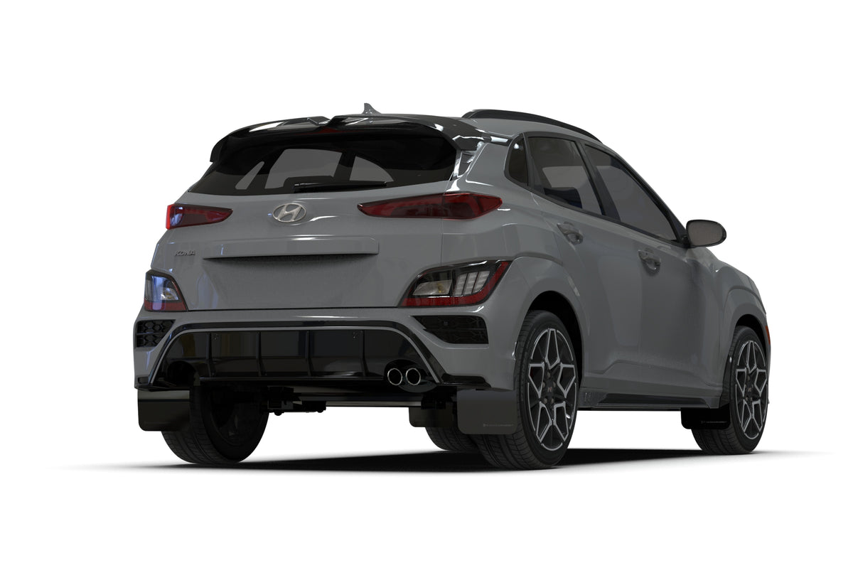 Rally Armor 22-23 Hyundai Kona N-Line Black UR Mud Flap w/Grey Logo - MF93-UR-BLK-GRY