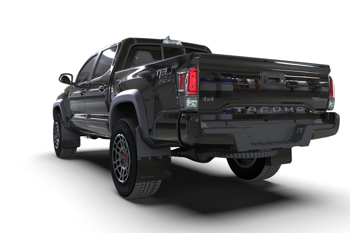 Rally Armor 16-22 Toyota Tacoma Black Mud Flap w/ Metallic Black Logo - MF94-BLK-MBK