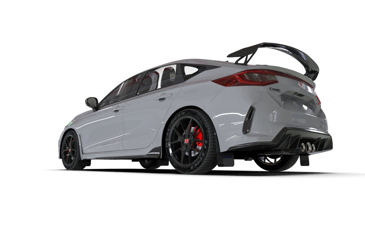 Rally Armor 2023+ Honda Civic Type R Black Mud Flap Grey Logo - MF97-UR-BLK-GRY