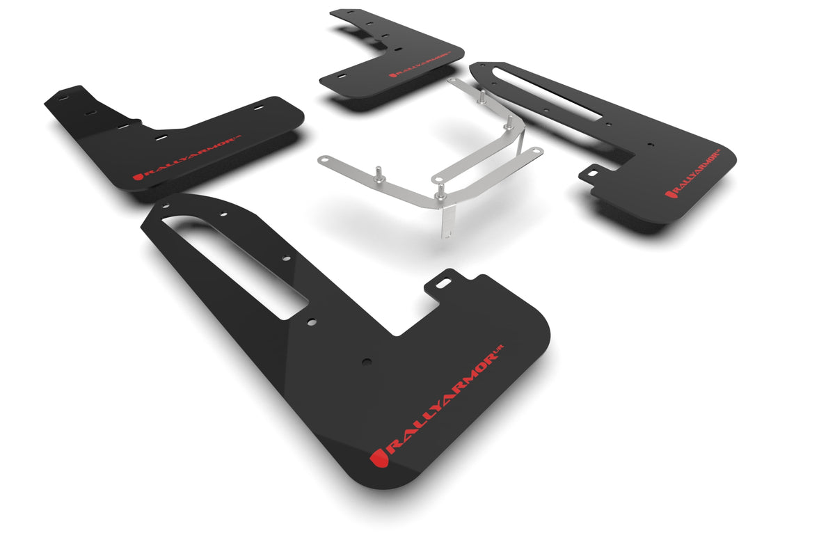 Rally Armor 2023+ Honda Civic Type R Black Mud Flap Red Logo - MF97-UR-BLK-RD for 2023-2025 Honda Civic Type R - front view